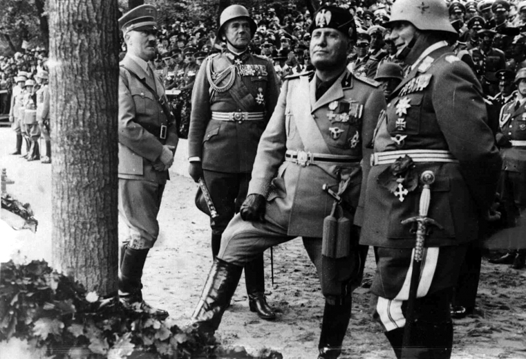 Benito Mussolini with Hitler, Blomberg and Göring